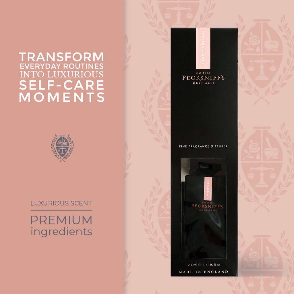 Pecksniff's Bergamot and Ginger Black Square Diffuser | 200ml/6.76 Fl Oz