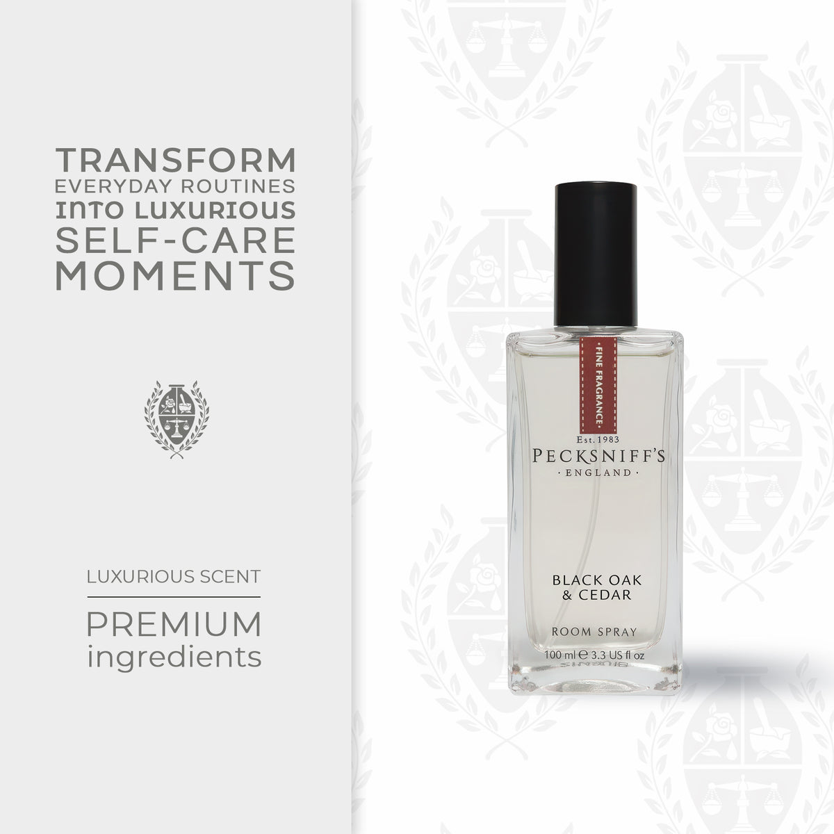 Pecksniffs Black Oak & Cedar Classic Room Spray | 100ml/3.38 Fl Oz