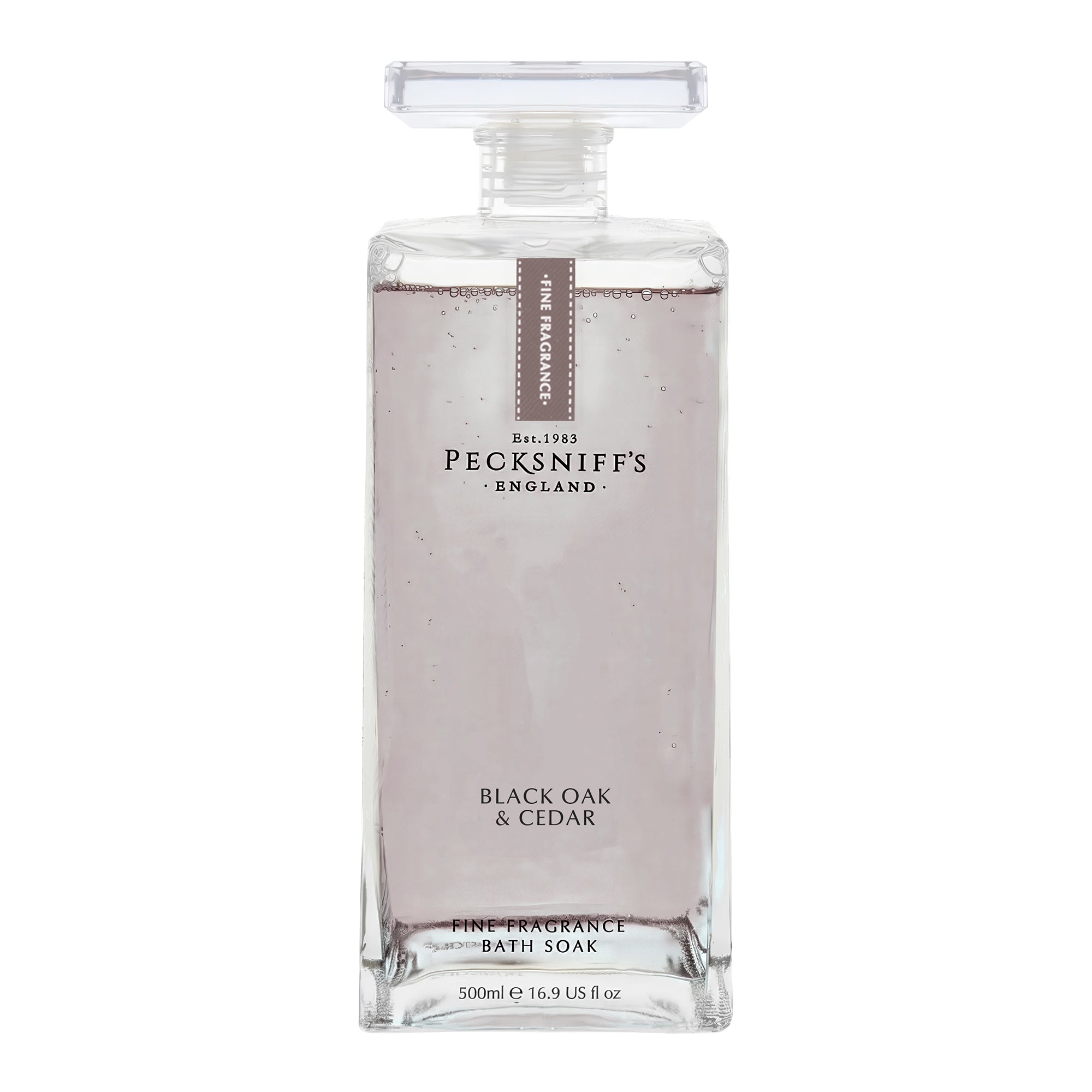 Pecksniff's Prestige Black Oak & Cedar Bath Soak Decanter | 500ml/16.9 Fl Oz