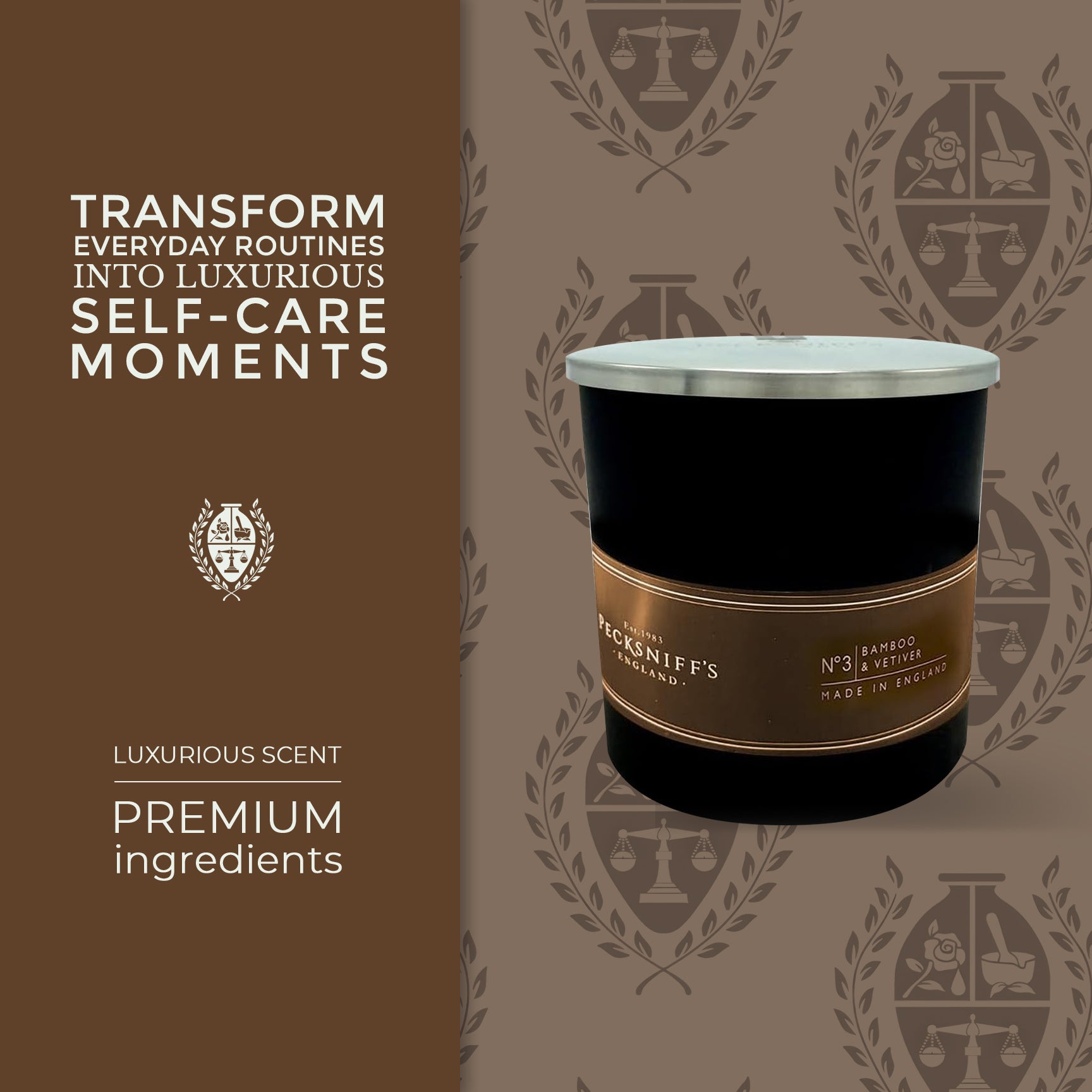 Pecksniffs Black Bamboo & Vetiver Scented Candle | 1 Wick, 184g/6.49oz