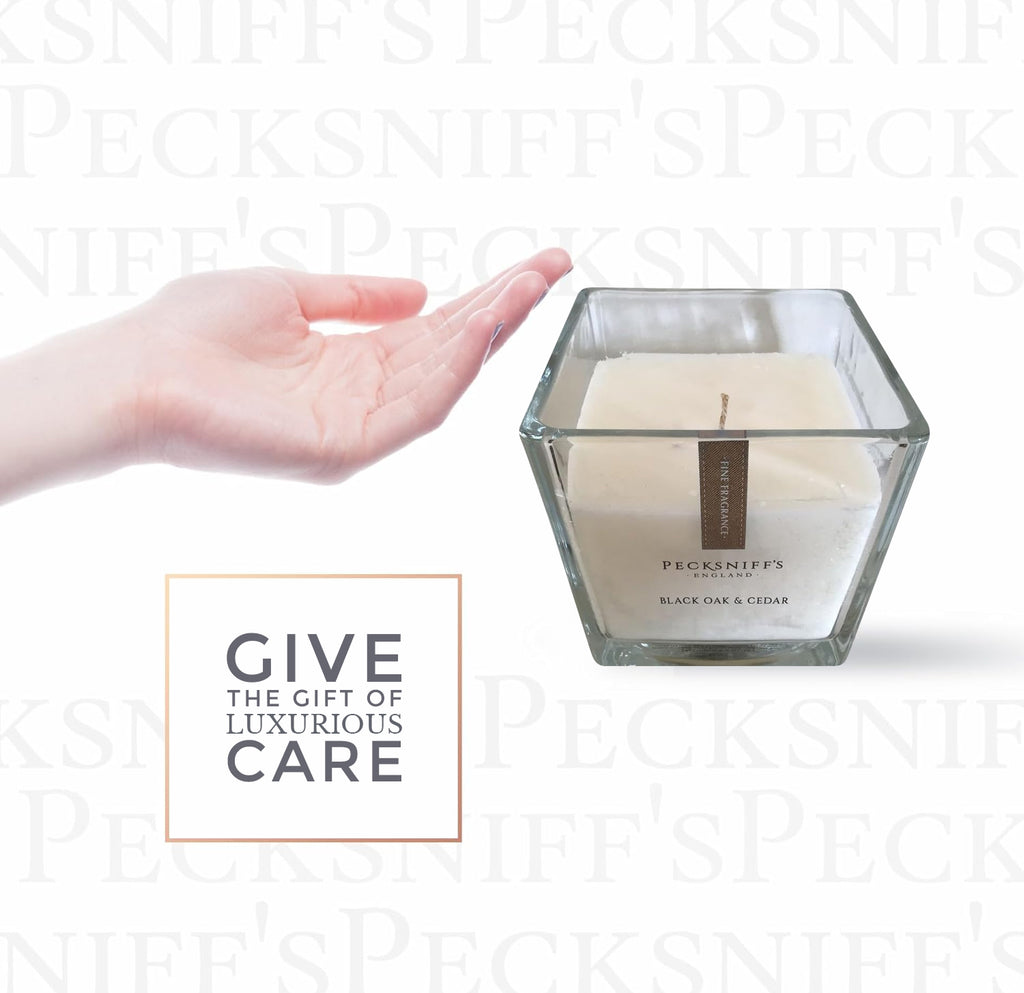 Pecksniffs Prestige Black Oak & Cedar Scented Square Candle | 1 Wick, 190g/6.7oz