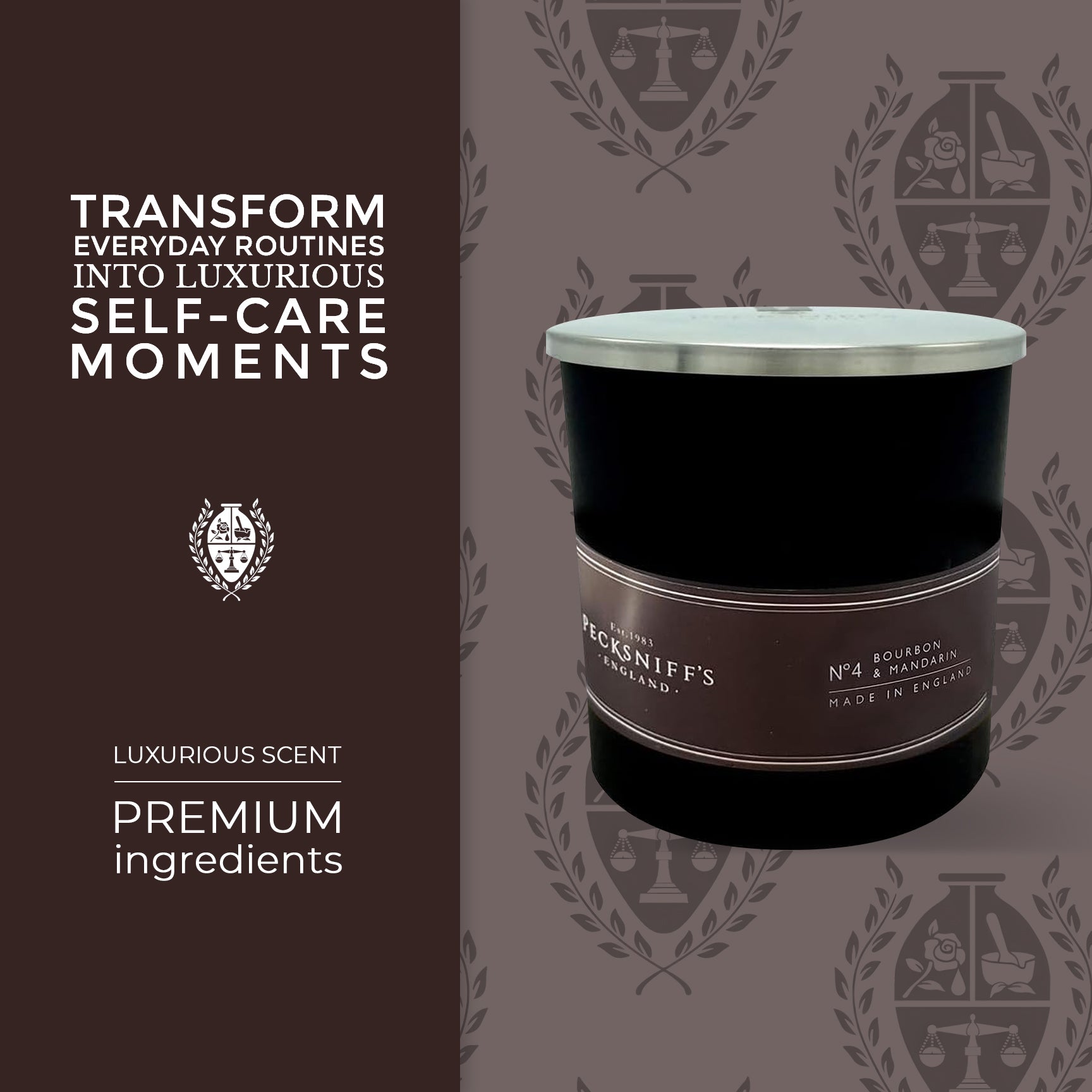 Pecksniffs Black Bourbon & Mandarin Scented Candle | 1 Wick, 184g/6.49oz