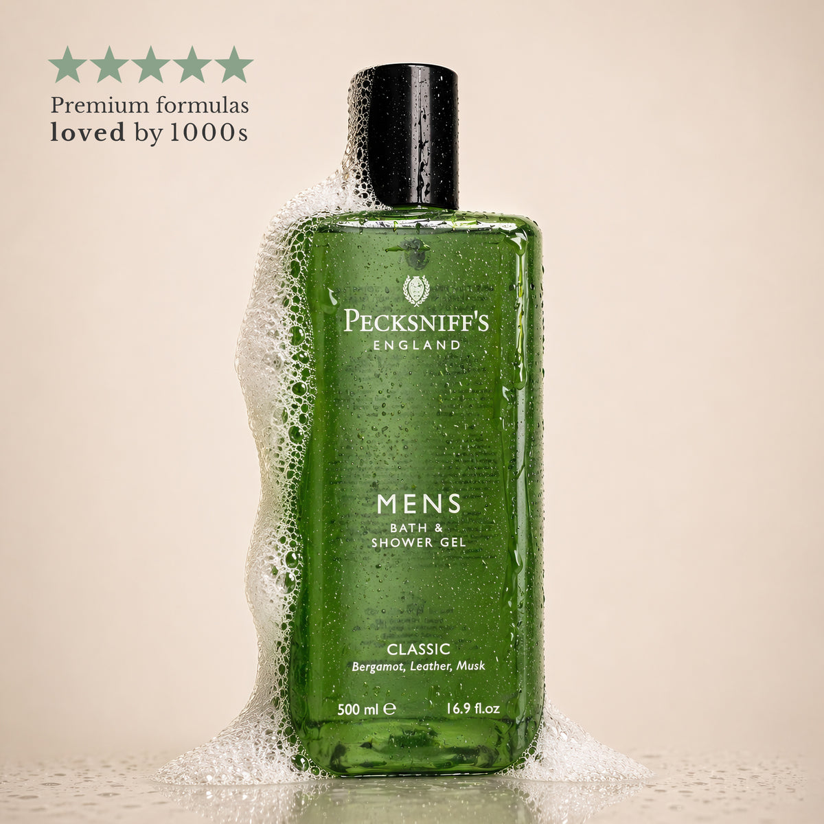 Pecksniffs Classic Men's Bath and Shower Gel | 500ml /16.9 Fl Oz