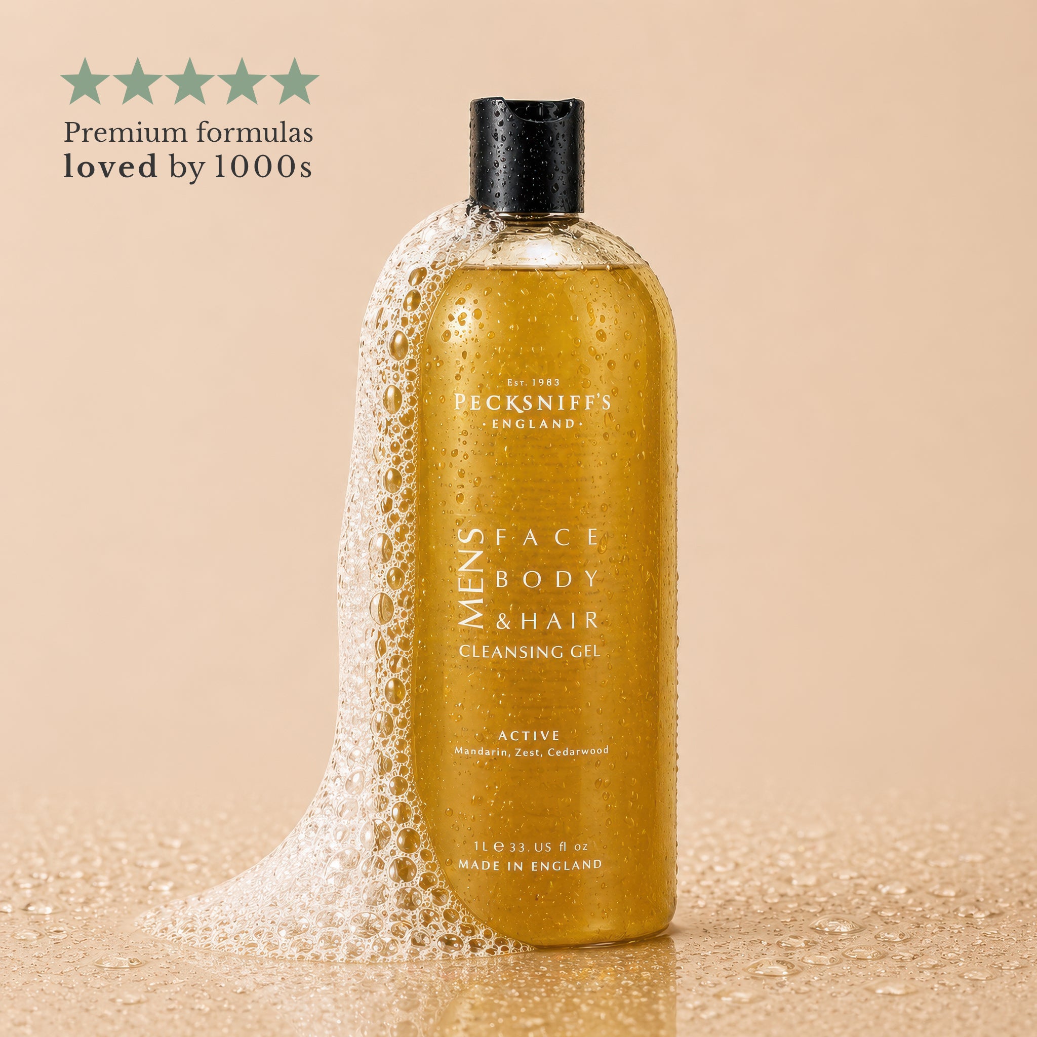 Pecksniffs Active 3-In-1 Cleansing Gel | 1L/1000 ml/33.81 Fl Oz