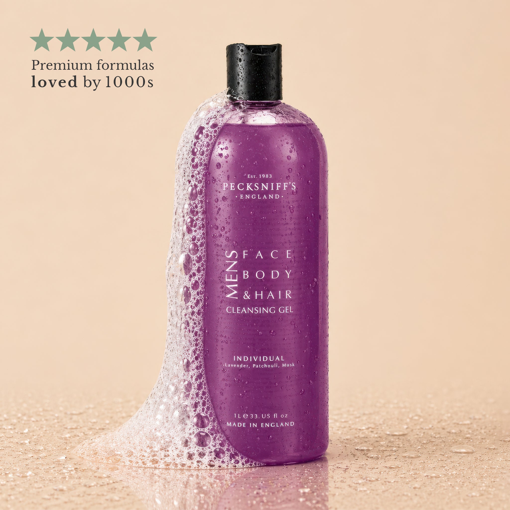 Pecksniff's Individual 3-In-1 Cleansing Gel | 1L/1000 ml/33.81 Fl Oz