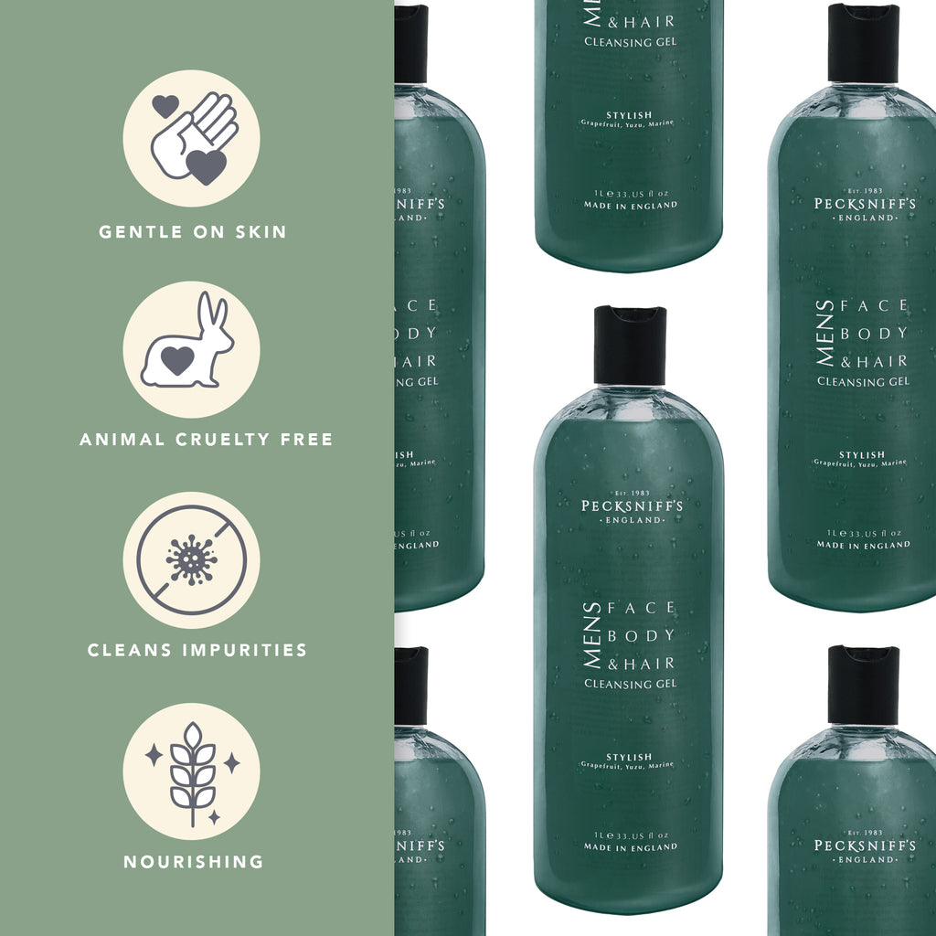 Pecksniffs Stylish 3-In-1 Cleansing Gel | 1L/1000 ml/33.81 Fl Oz