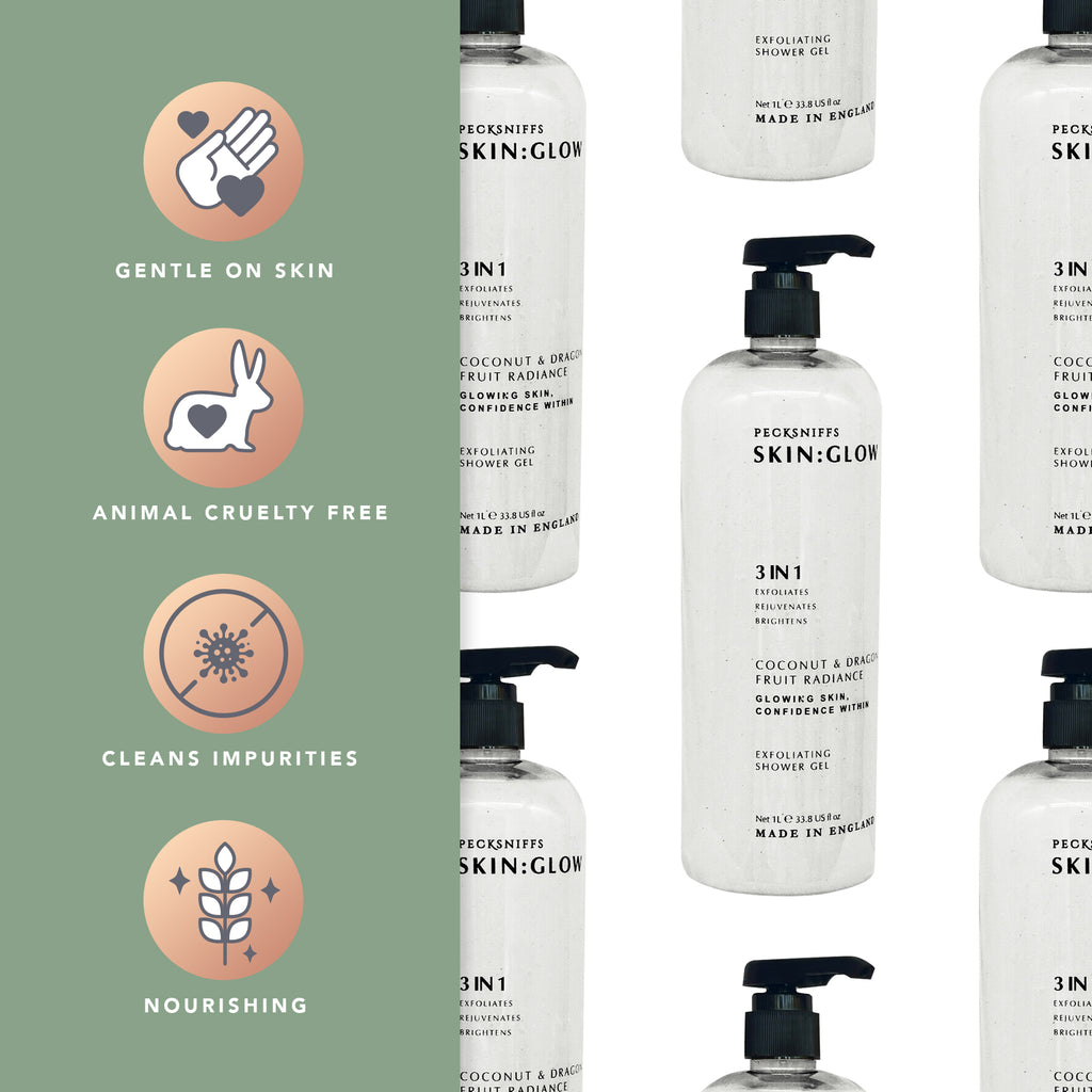 Pecksniffs Coconut & Dragon Fruit Radiance Exfoliating Shower Gel | 1000 ml / 33.80 Fl Oz