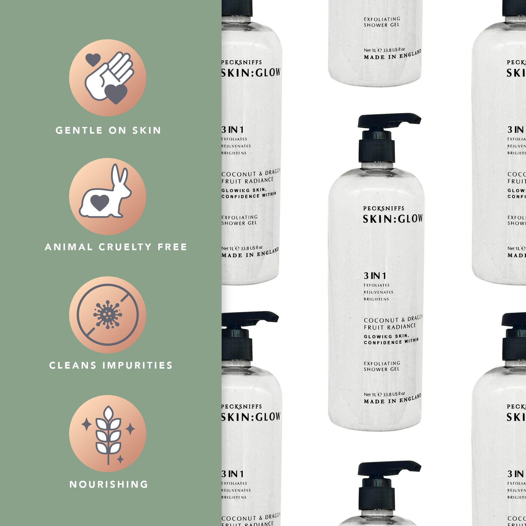 Pecksniffs Coconut & Dragon Fruit Radiance Exfoliating Shower Gel | 1000 ml / 33.80 Fl Oz