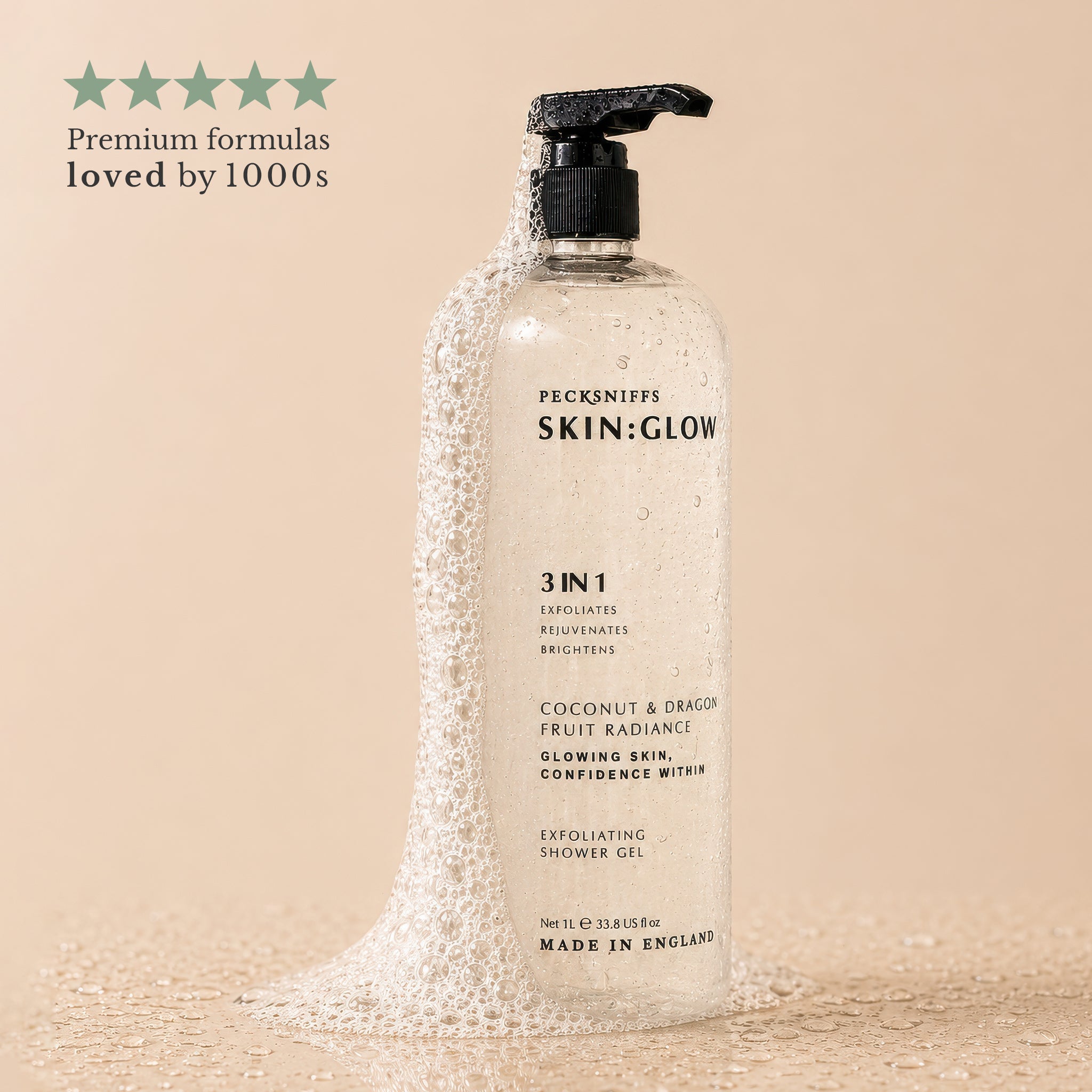 Pecksniffs Coconut & Dragon Fruit Radiance Exfoliating Shower Gel | 1000 ml / 33.80 Fl Oz