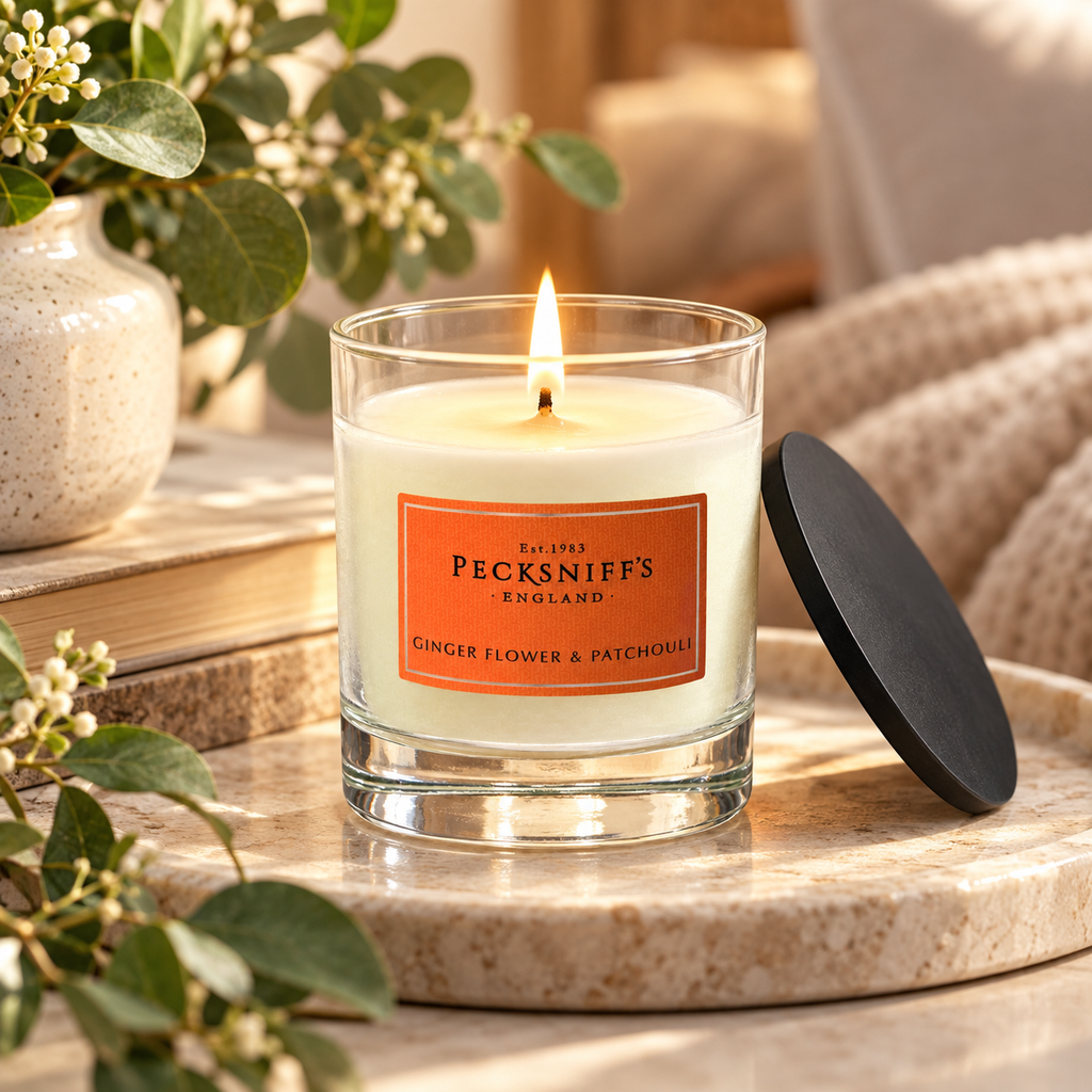 Pecksniff's Classic Ginger Flower & Patchouli Scented Candle | 1 Wick, 184g/6.49oz