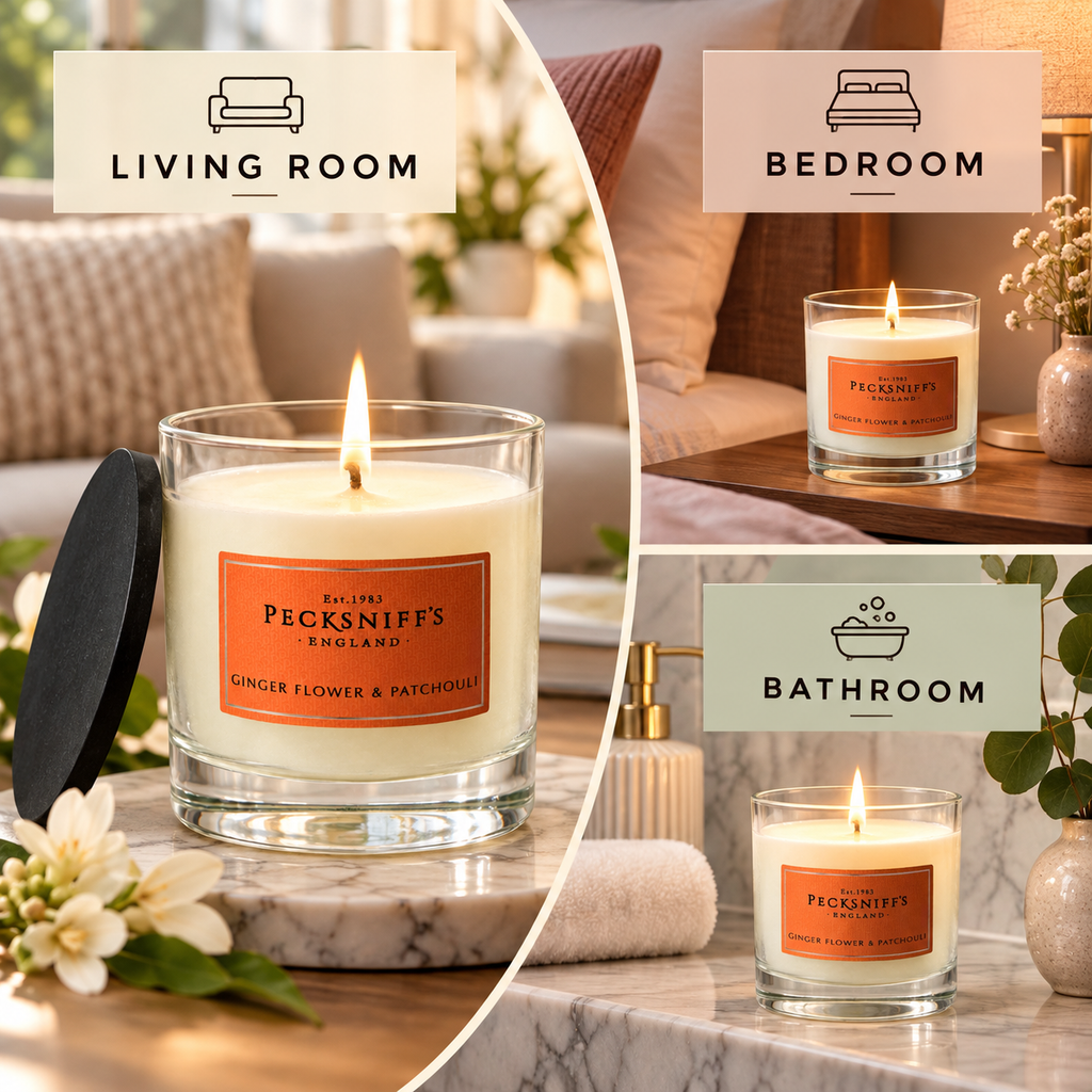 Pecksniff's Classic Ginger Flower & Patchouli Scented Candle | 1 Wick, 184g/6.49oz