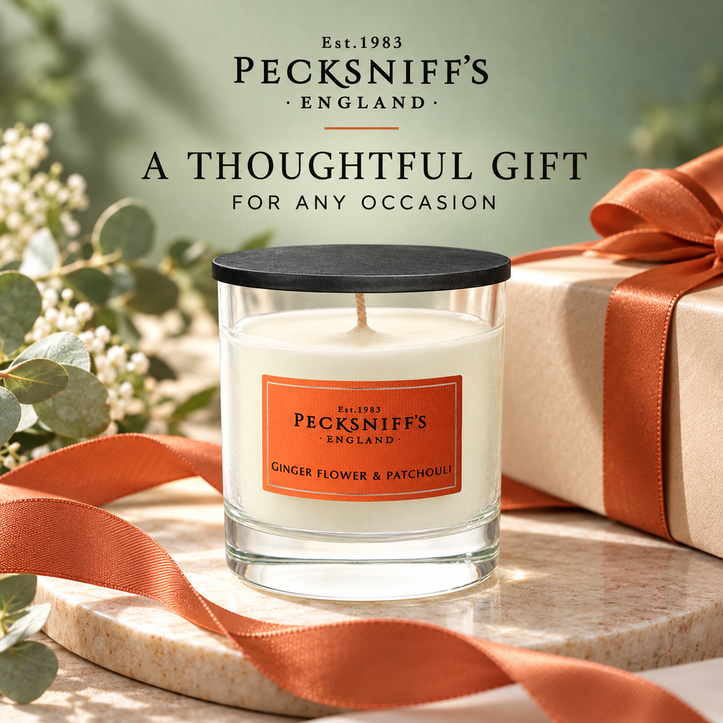 Pecksniff's Classic Ginger Flower & Patchouli Scented Candle | 1 Wick, 184g/6.49oz