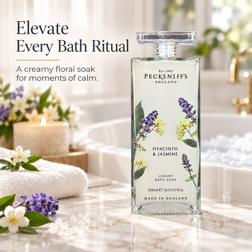 Pecksniff's Hyacinth & Jasmine Bath Soak Decanter | 500ml/16.9 Fl Oz
