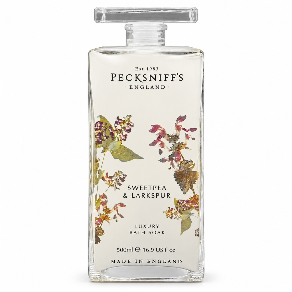 Pecksniff's Sweat Pea & Larkspur Bath Soak Decanter | 500ml/16.9 Fl Oz