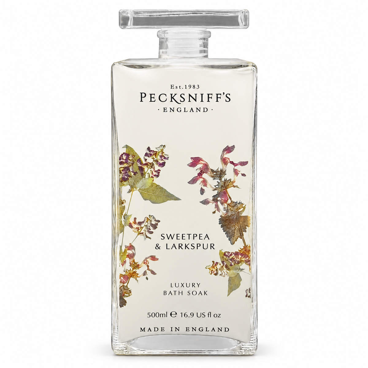 Pecksniff's Sweat Pea & Larkspur Bath Soak Decanter | 500ml/16.9 Fl Oz