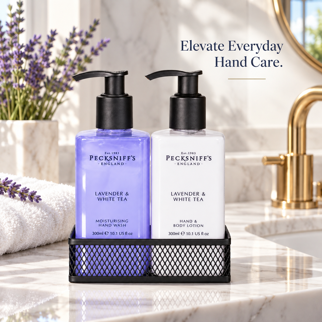 Pecksniff's Lavender & White Tea Classic Hand Wash, Lotion & Caddy