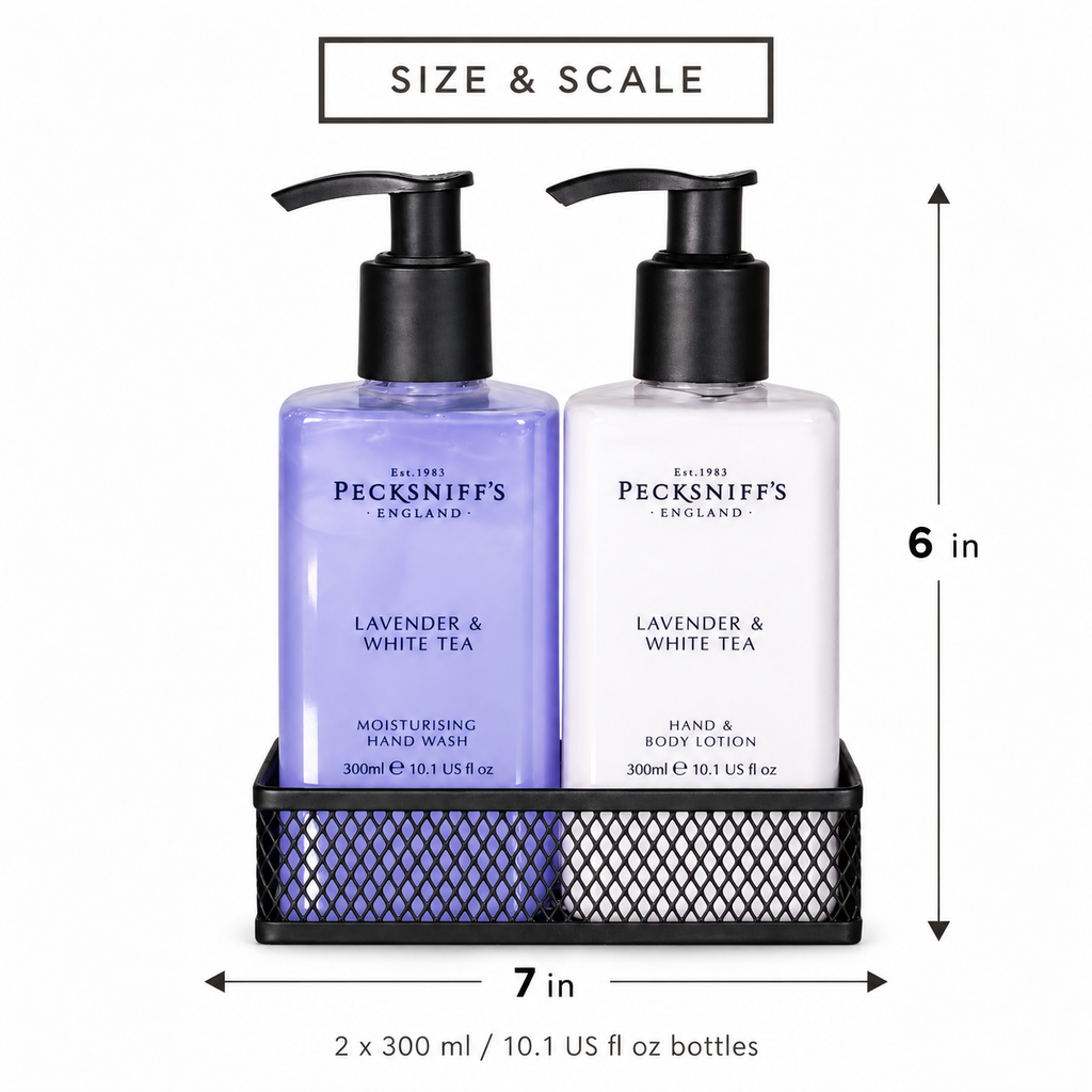 Pecksniff's Lavender & White Tea Classic Hand Wash, Lotion & Caddy