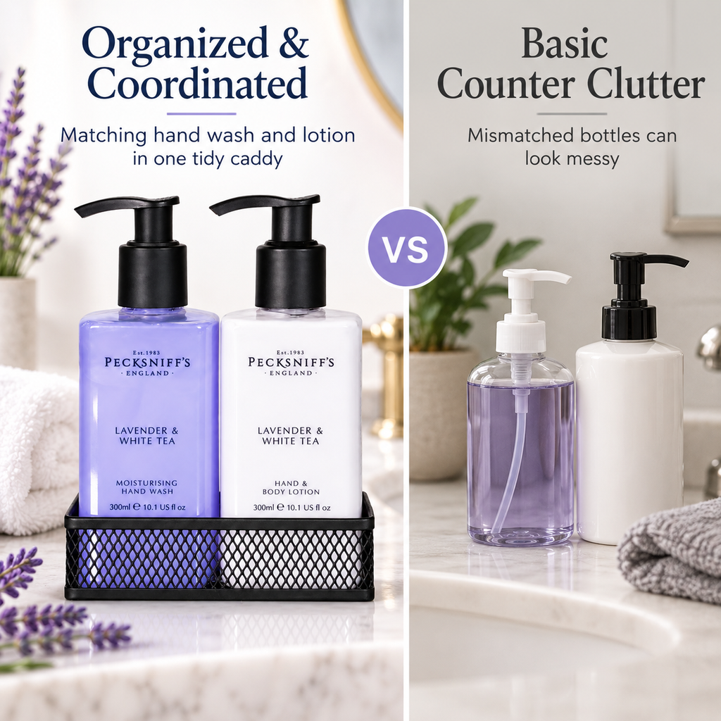 Pecksniff's Lavender & White Tea Classic Hand Wash, Lotion & Caddy