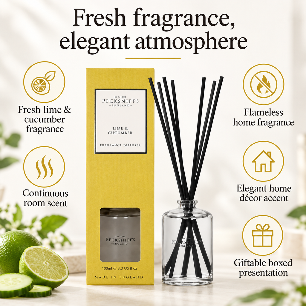 Pecksniffs Lime & Cucumber Diffuser | 100ml/3.38 Fl Oz