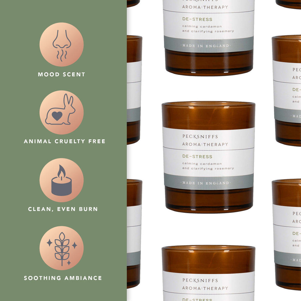 Pecksniffs Amber De-Stress  Aroma Therapy Candle | 1 Wick, 184g/6.49oz