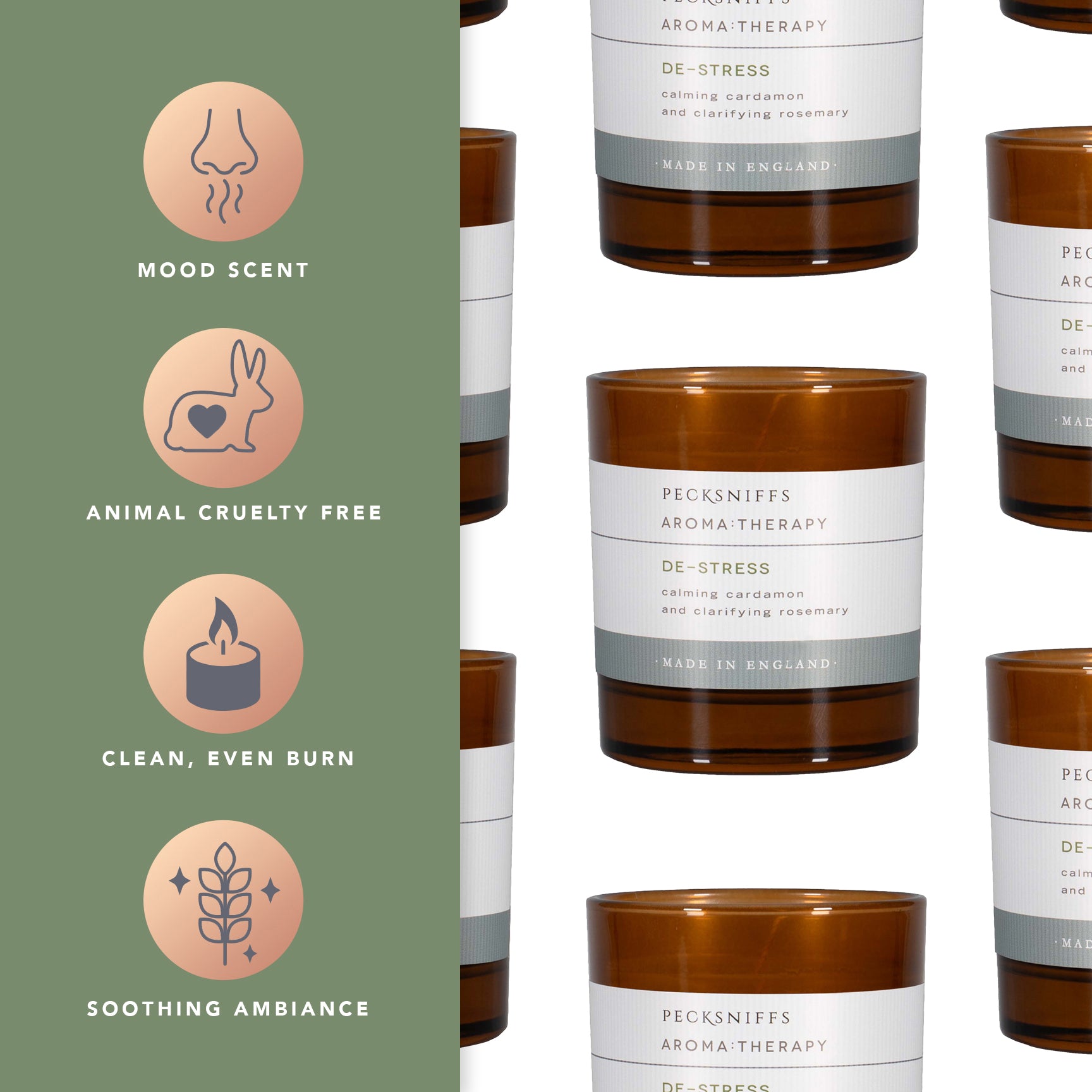 Pecksniffs Amber De-Stress  Aroma Therapy Candle | 1 Wick, 184g/6.49oz