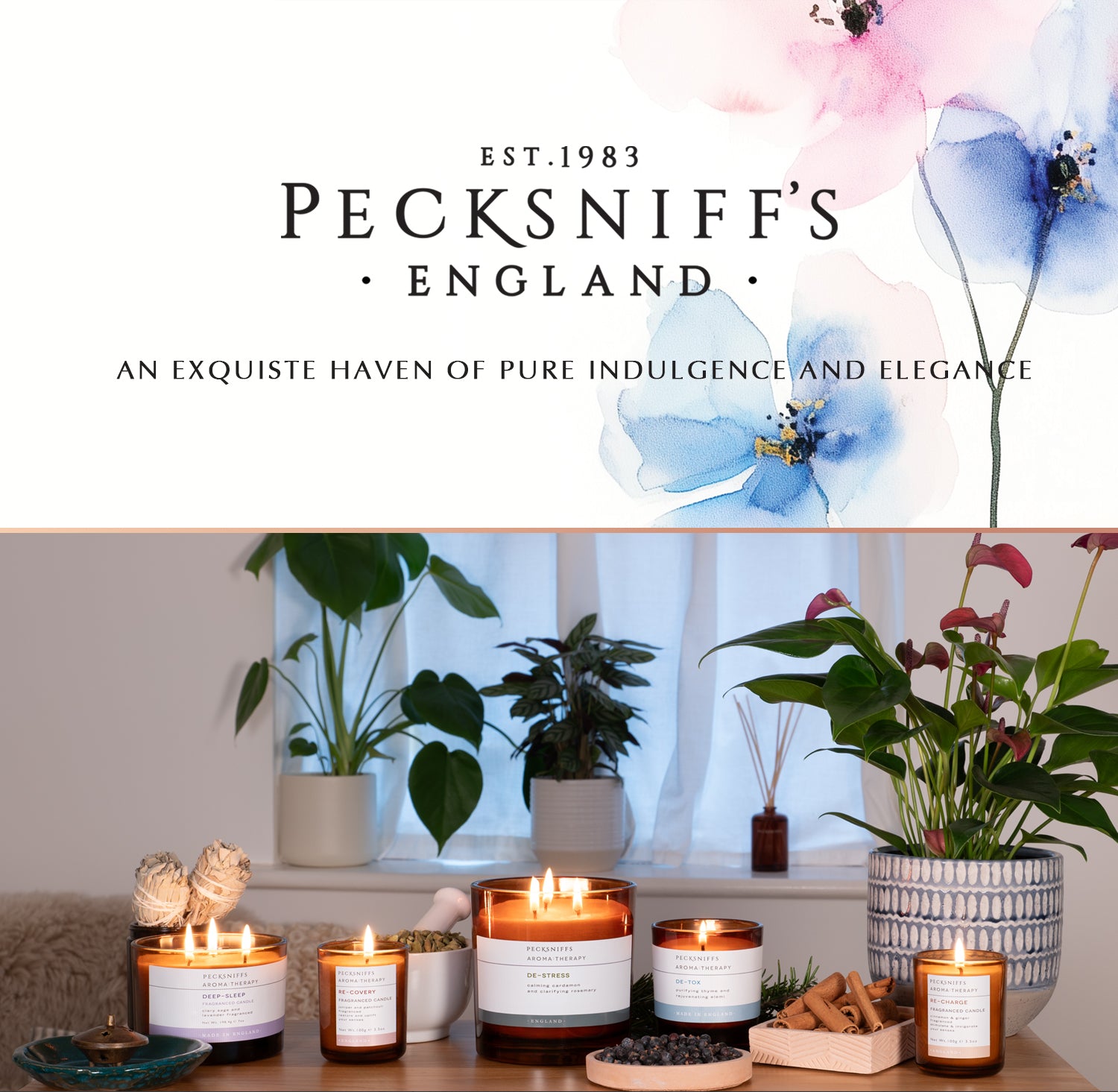 Pecksniffs Amber De-Stress  Aroma Therapy Candle | 1 Wick, 184g/6.49oz