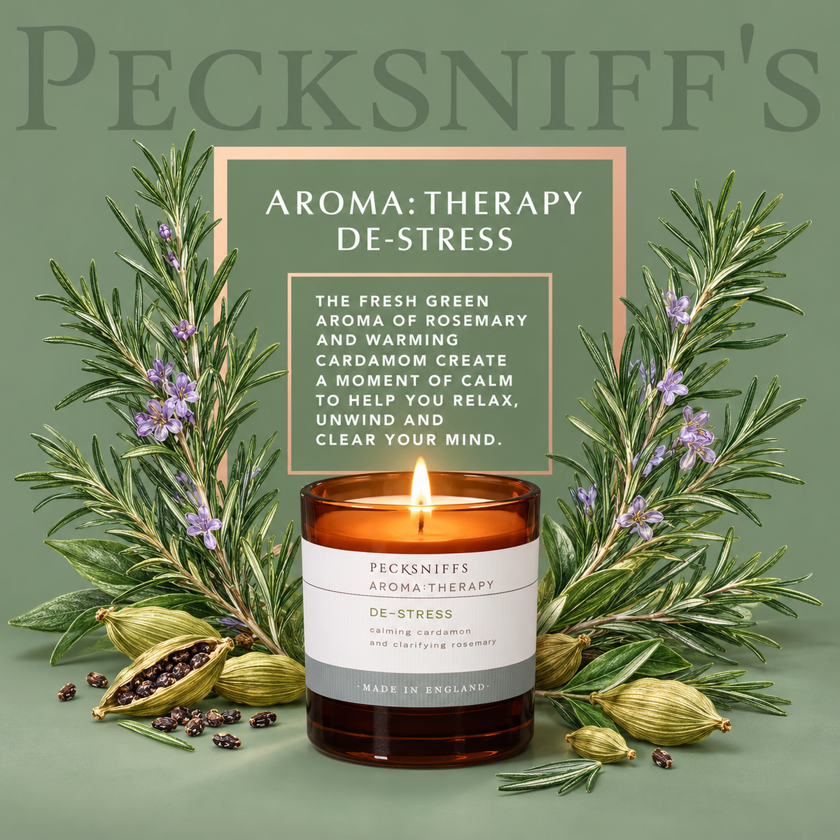 Pecksniffs Amber De-Stress  Aroma Therapy Candle | 1 Wick, 184g/6.49oz