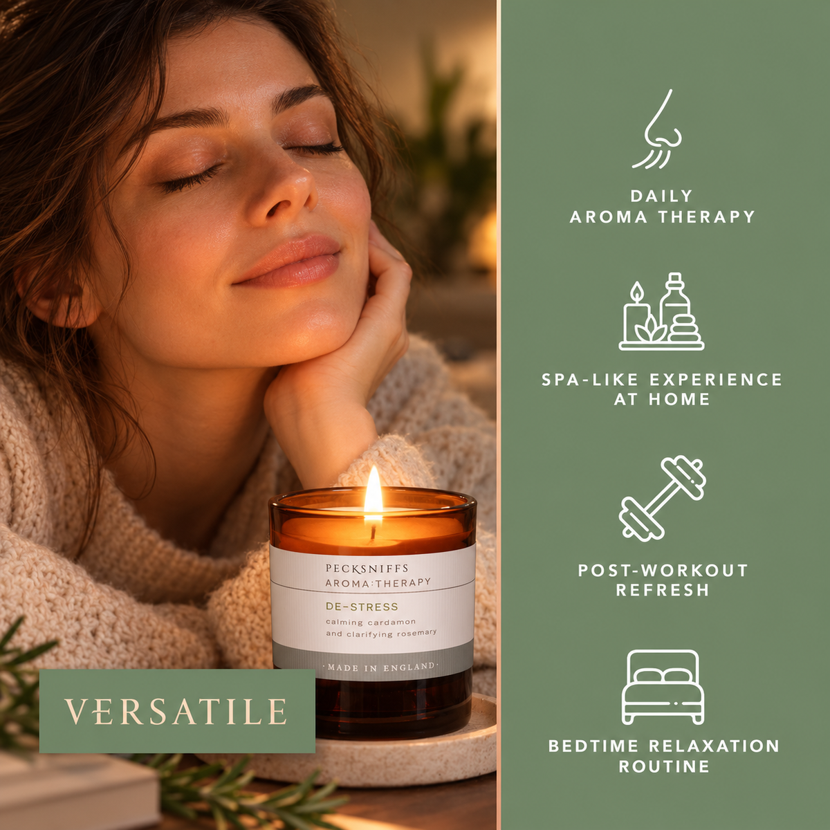 Pecksniffs Amber De-Stress  Aroma Therapy Candle | 1 Wick, 184g/6.49oz
