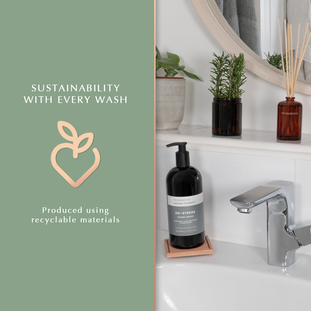 Pecksniff's Aroma:Therapy De-Stress Duo Caddy, 500 ml/16.9 fl oz Hand Wash and 500 ml/16.9 fl oz Hand & Body Lotion