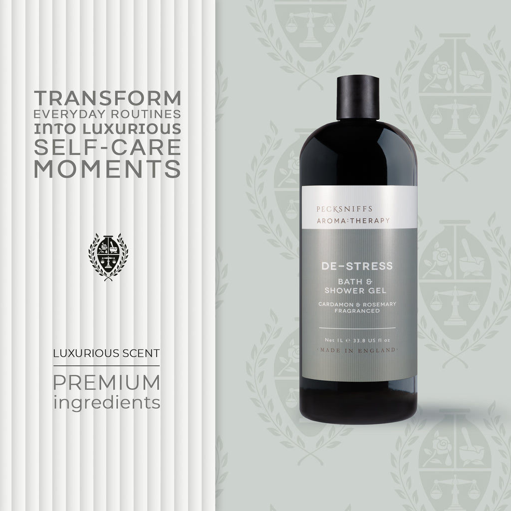 Pecksniff's Aroma:Therapy De-Stress Shower Gel – Luxurious Moisturizing Bath & Body Cleanser, 1000 ml/33.8 fl oz Bottle