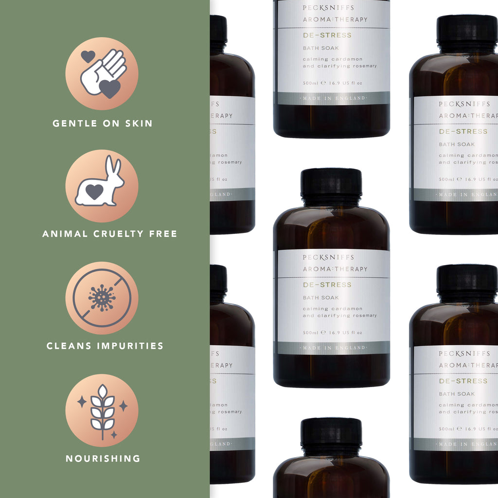 Pecksniff's Aroma:Therapy De-Stress Bath Soak Decanter | 500ml/16.9 Fl Oz