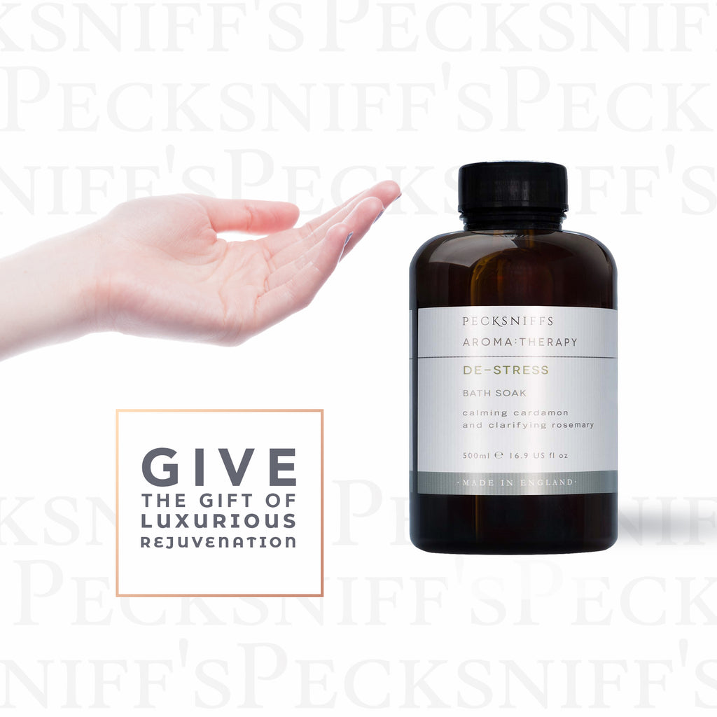 Pecksniff's Aroma:Therapy De-Stress Bath Soak Decanter | 500ml/16.9 Fl Oz
