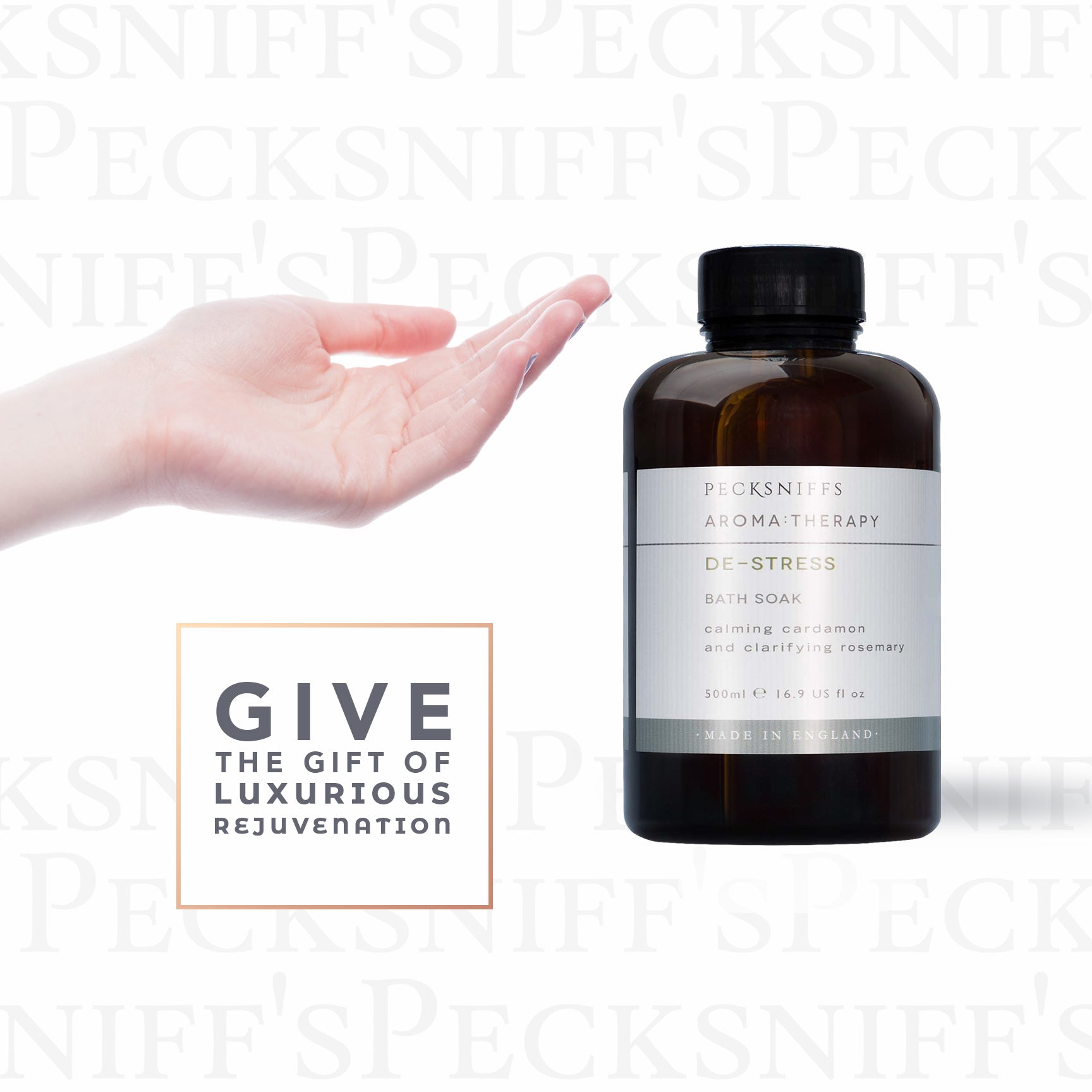 Pecksniff's Aroma:Therapy De-Stress Bath Soak Decanter | 500ml/16.9 Fl Oz