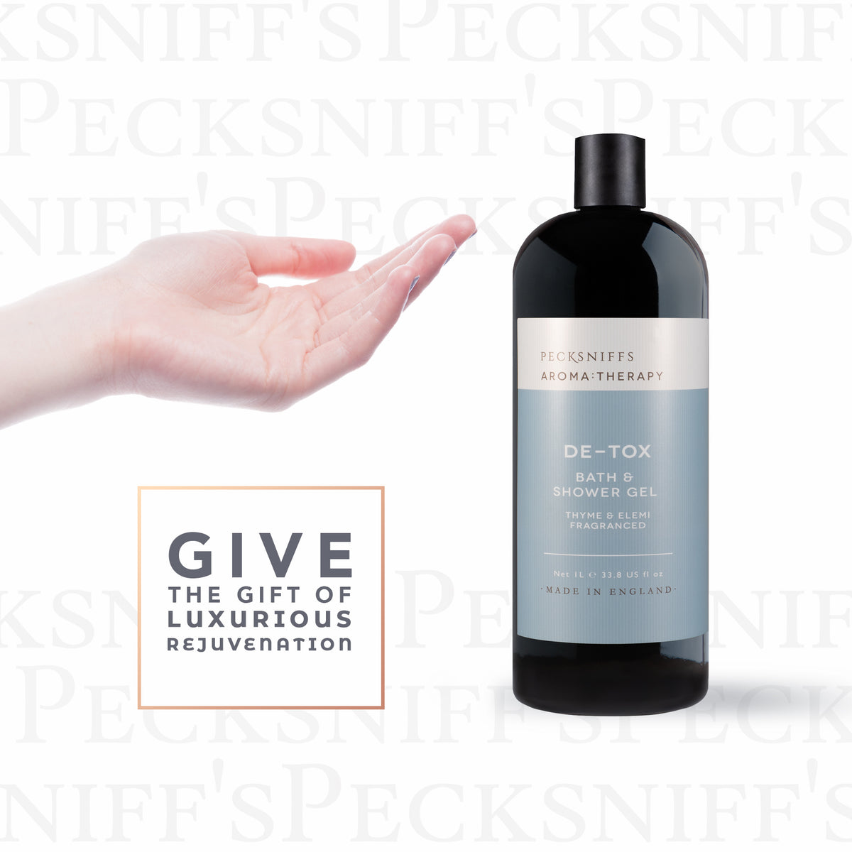 Pecksniff's Aroma:Therapy De-Tox Shower Gel – Luxurious Moisturizing Bath & Body Cleanser, 1000 ml/33.8 fl oz Bottle