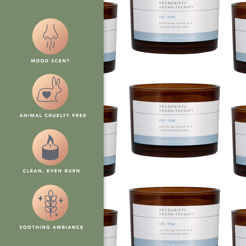 Pecksniffs Aromatherapy DE-TOX Candle | 3 Wicks, 285g/10oz