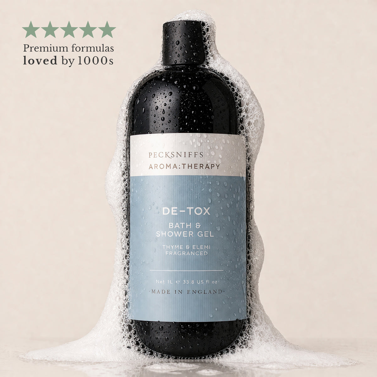 Pecksniff's Aroma:Therapy De-Tox Shower Gel – Luxurious Moisturizing Bath & Body Cleanser, 1000 ml/33.8 fl oz Bottle