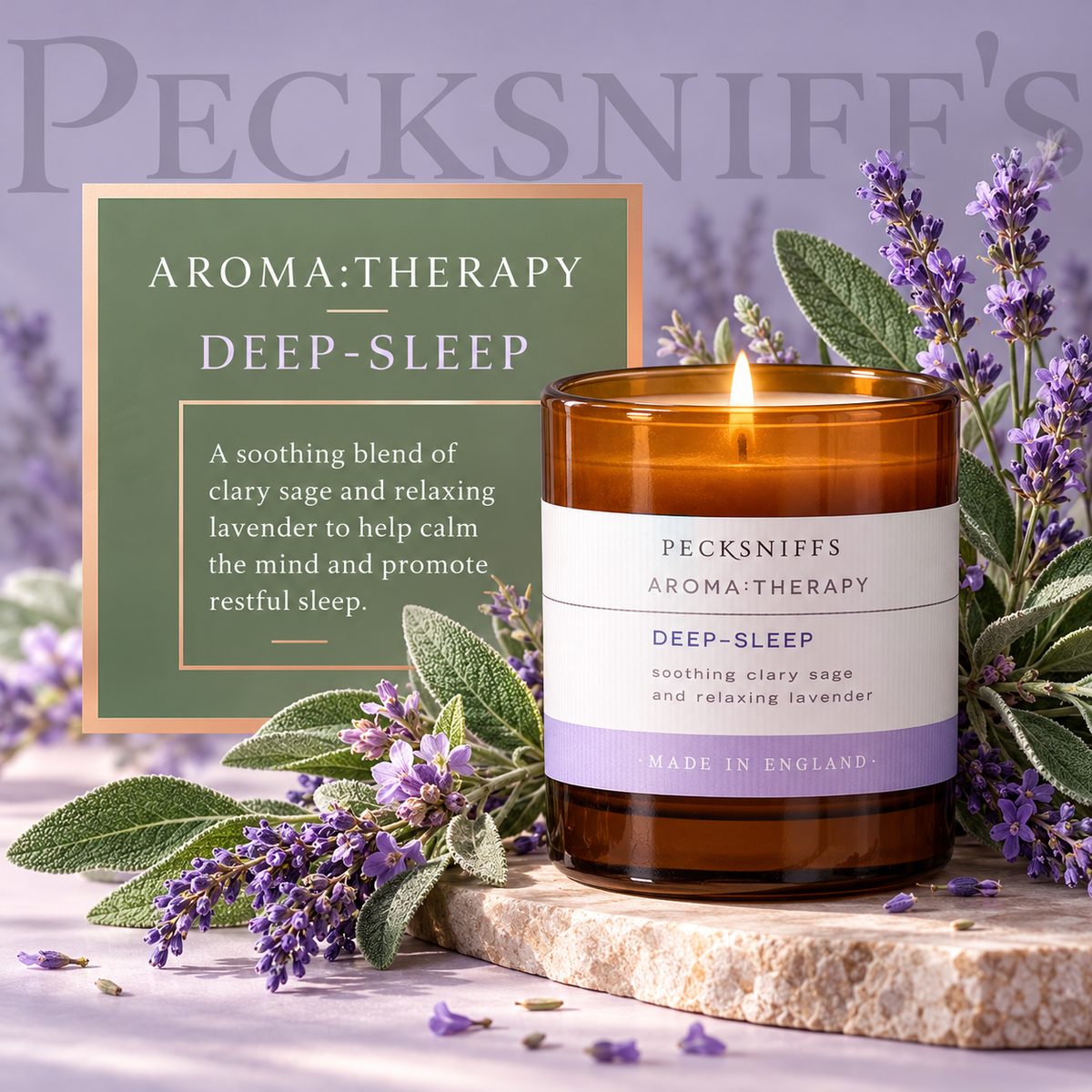 Pecksniffs Amber Deep-Sleep Aroma Therapy Candle | 1 Wick, 184g/6.49oz