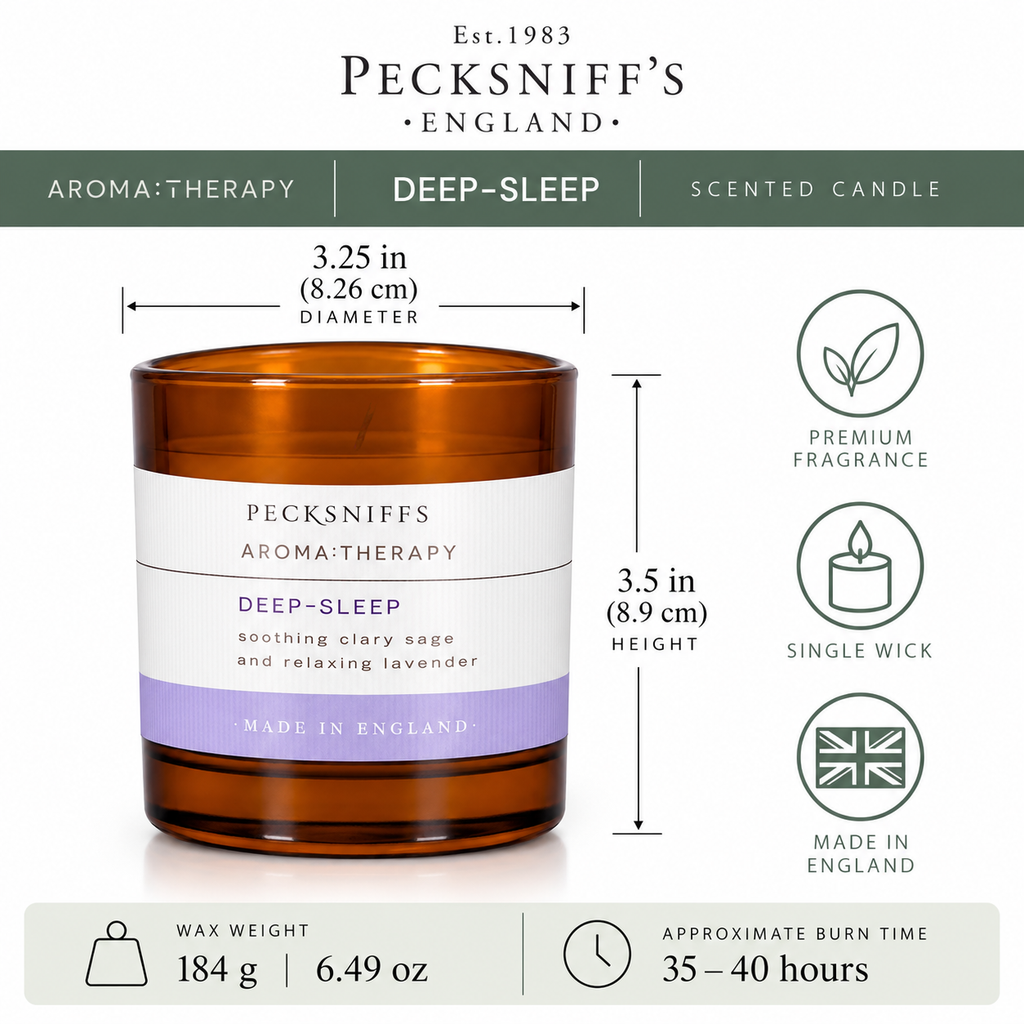 Pecksniffs Amber Deep-Sleep Aroma Therapy Candle | 1 Wick, 184g/6.49oz