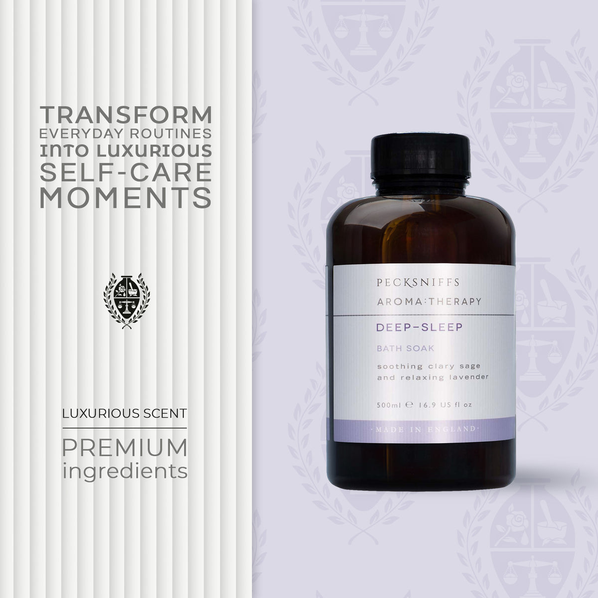 Pecksniffs Aroma:Therapy Deep-Sleep Bath Soak Decanter | 500ml/16.9 Fl Oz