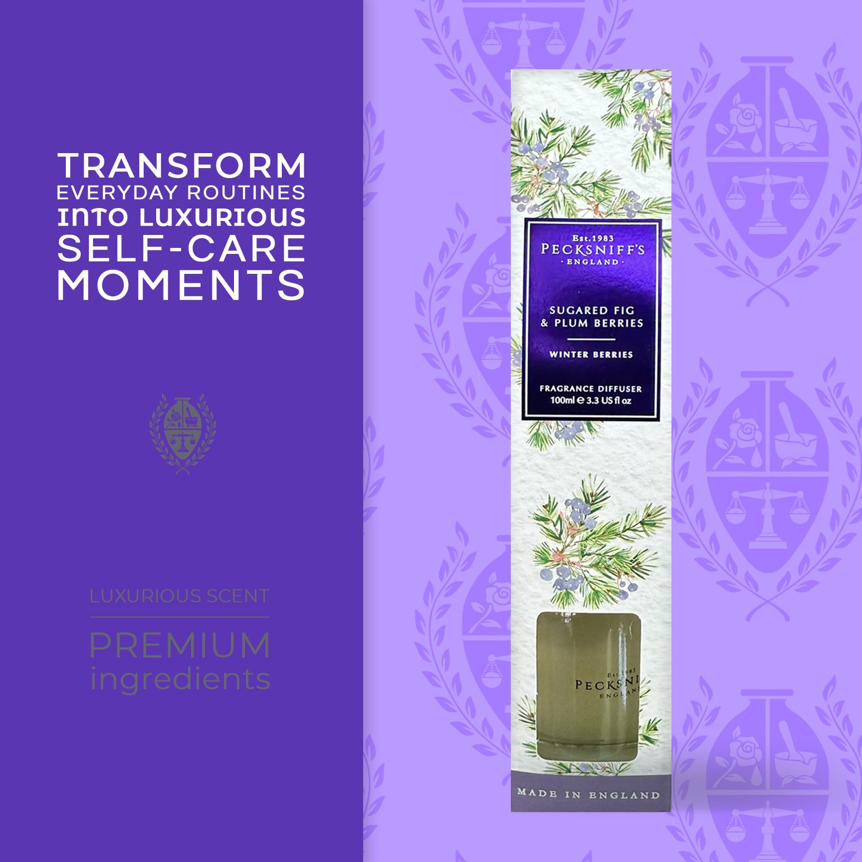 Pecksniffs Sugared Fig and Plum Berries Diffuser | 100ml/3.38 Fl Oz