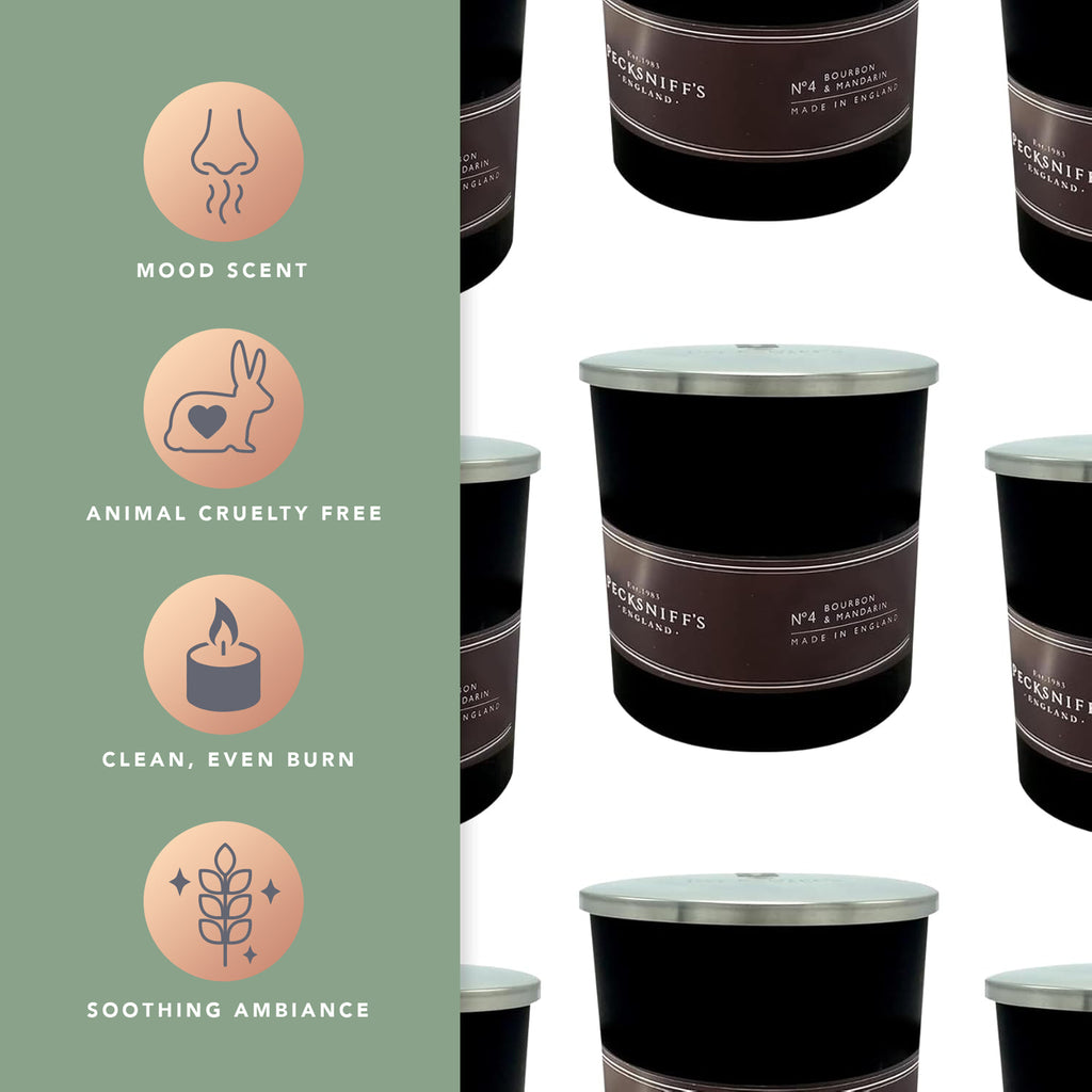 Pecksniffs Black Bourbon & Mandarin Scented Candle | 1 Wick, 184g/6.49oz