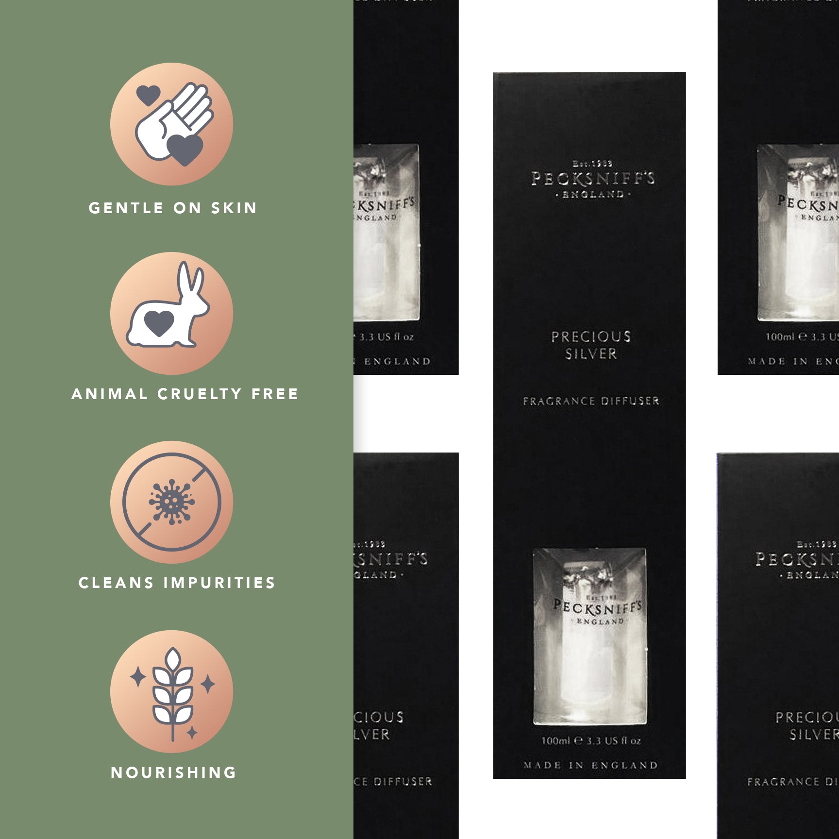 Pecksniffs Precious Silver Diffuser | 100ml/3.38 Fl Oz