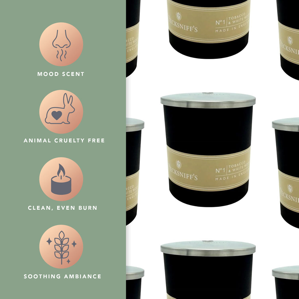 Pecksniffs Tobacco & White Wood Scented Candle | 1 Wick, 100g/3.5oz