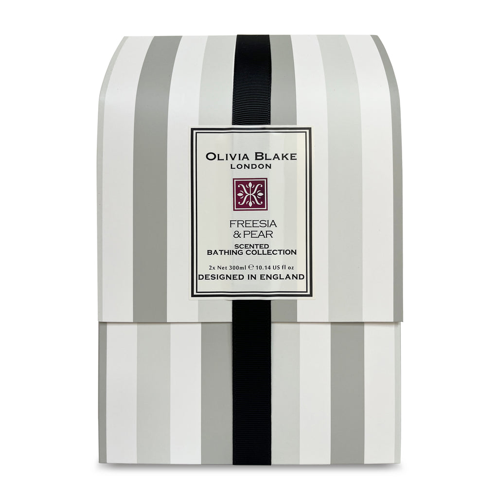 Olivia Blake Freesia & Pear Bathing Collection Gift Set, Luxurious Bath & Body Essentials in Elegant Keepsake Box, Includes Shower Gel and Body Lotion, Designed in England, 300ml/10.14 fl oz