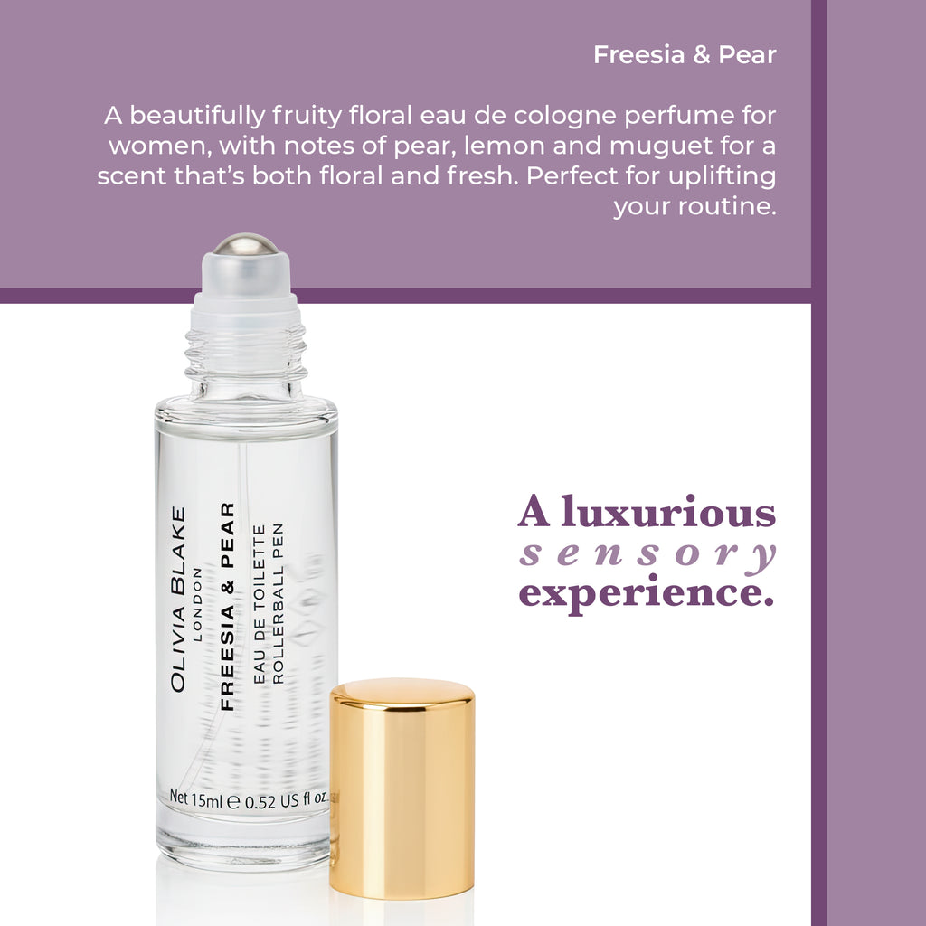 Olivia Blake Freesia & Pear Perfume Roller Ball – 15 ml/0.52 fl oz Fine Fragrance Eau de Toilette, Travel Size Perfume for Women