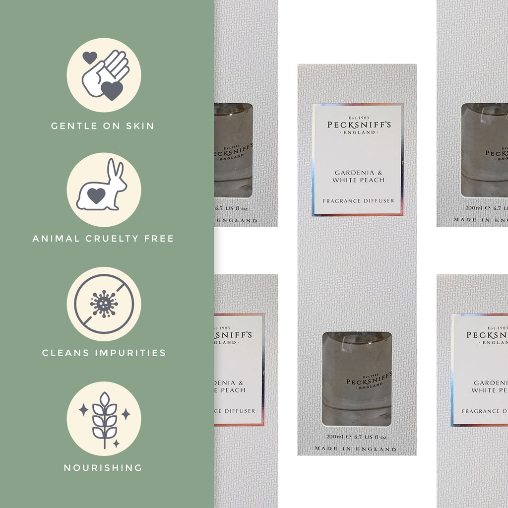 Pecksniffs Gardenia & White Peach Diffuser | 200ml/6.76 Fl Oz