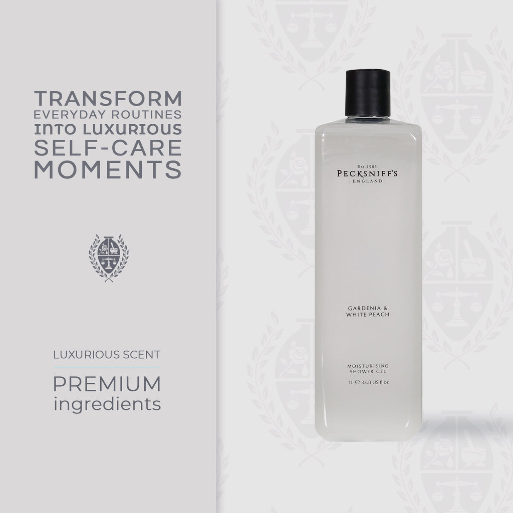 Pecksniffs Gardenia & White Peach Moisturizing Shower Gel | 1000 ml / 33.80 Fl Oz