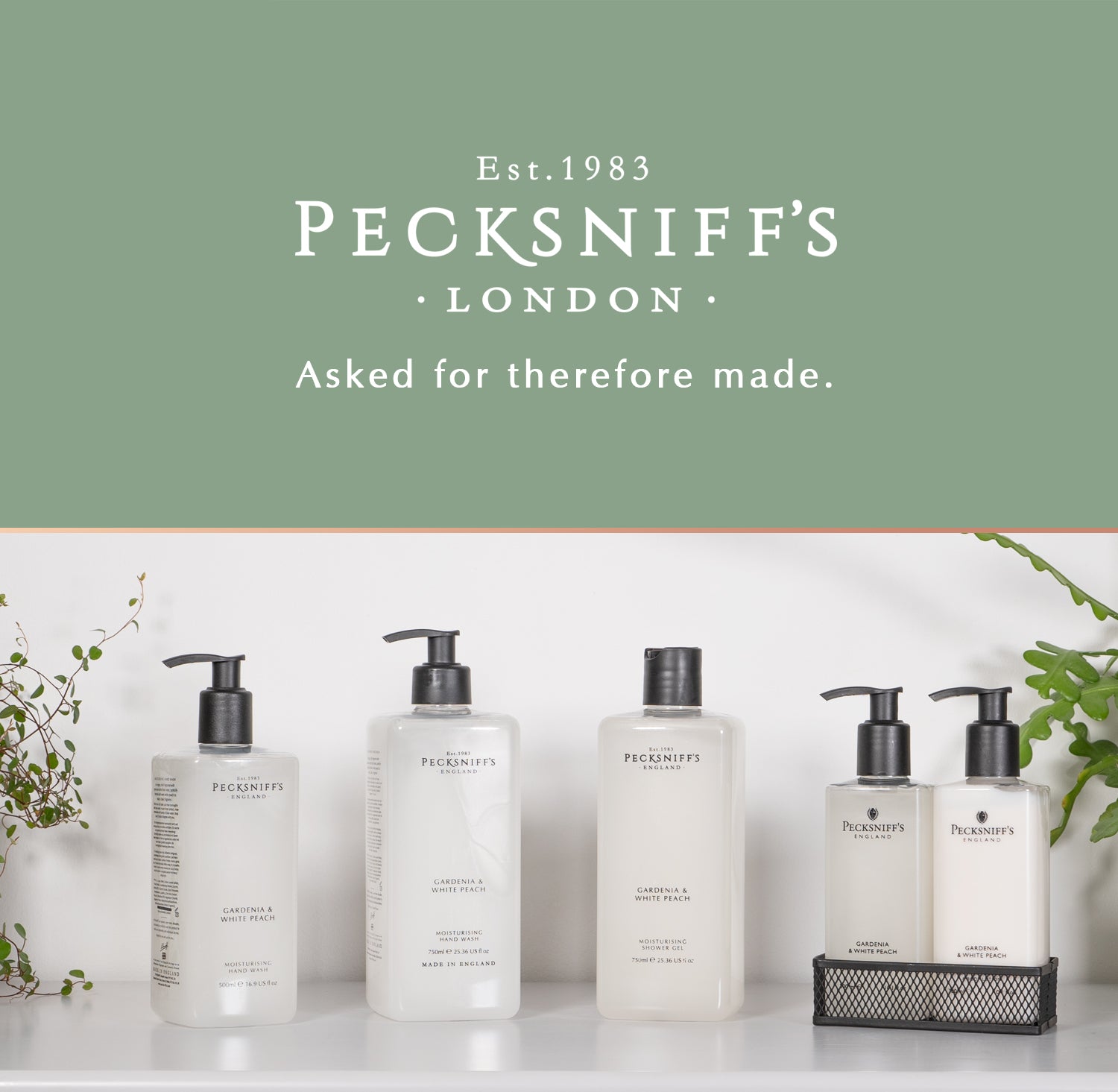 Pecksniff's Gardenia & White Peach Moisturizing Shower Gel | 750ml / 25.366 Fl Oz