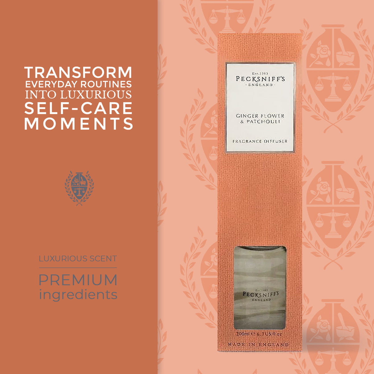 Pecksniffs Gingerflower & Patchouli Diffuser | 200ml/6.76 Fl Oz