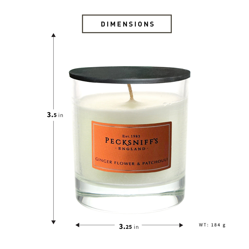 Pecksniff's Classic Ginger Flower & Patchouli Scented Candle | 1 Wick, 184g/6.49oz